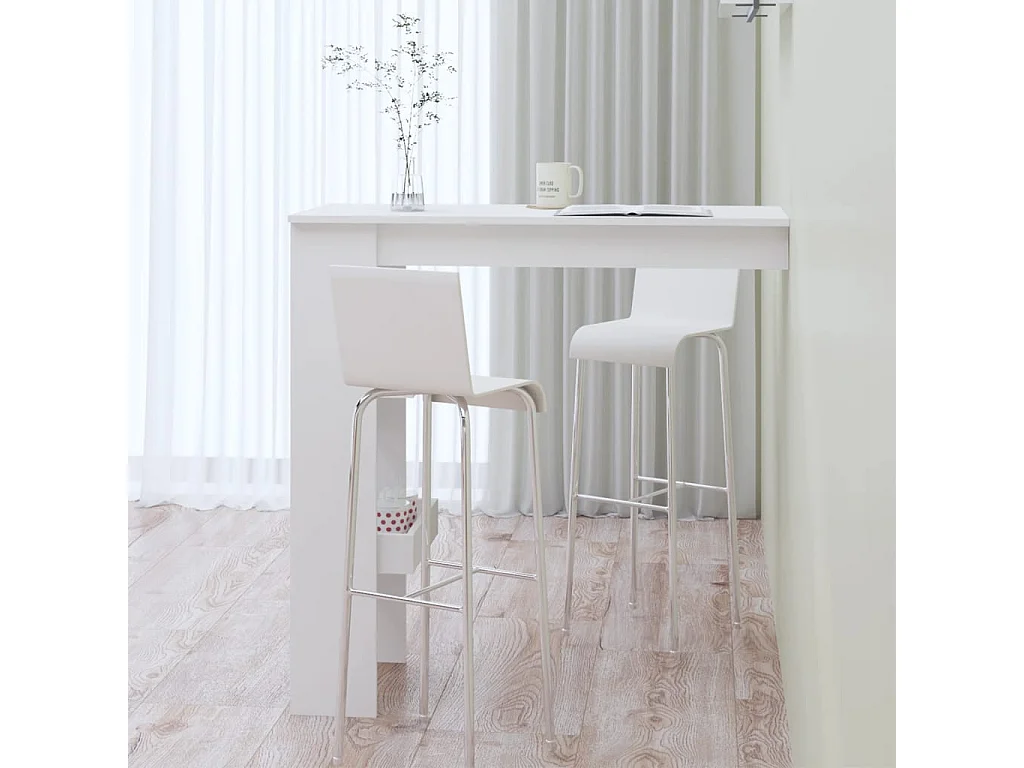 Table bar mural Blanc Brillant 102x45x103,5cm Bois d'ingénierie