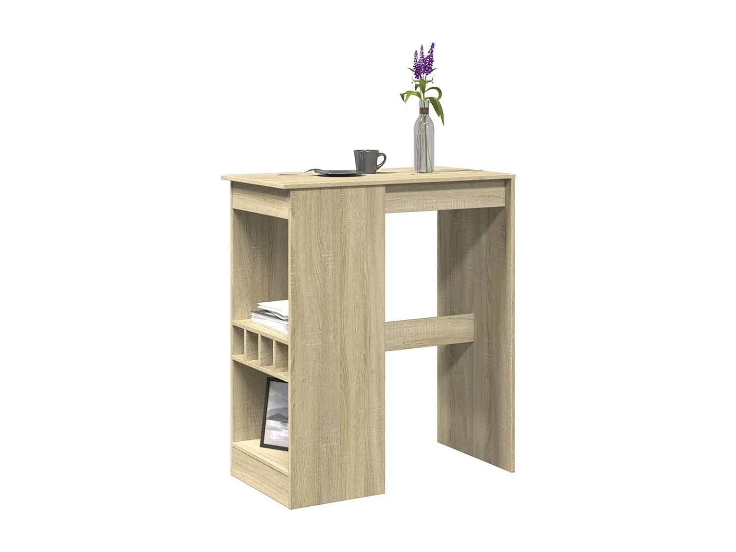 Table de bar avec étagères chêne sonoma bois d'ingénierie