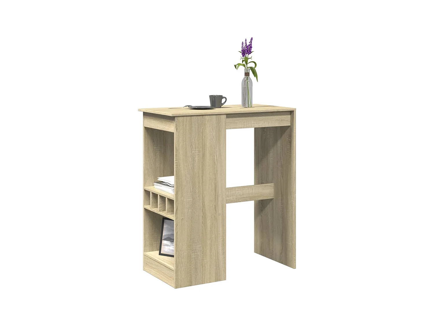 Table de bar avec étagères chêne sonoma bois d'ingénierie