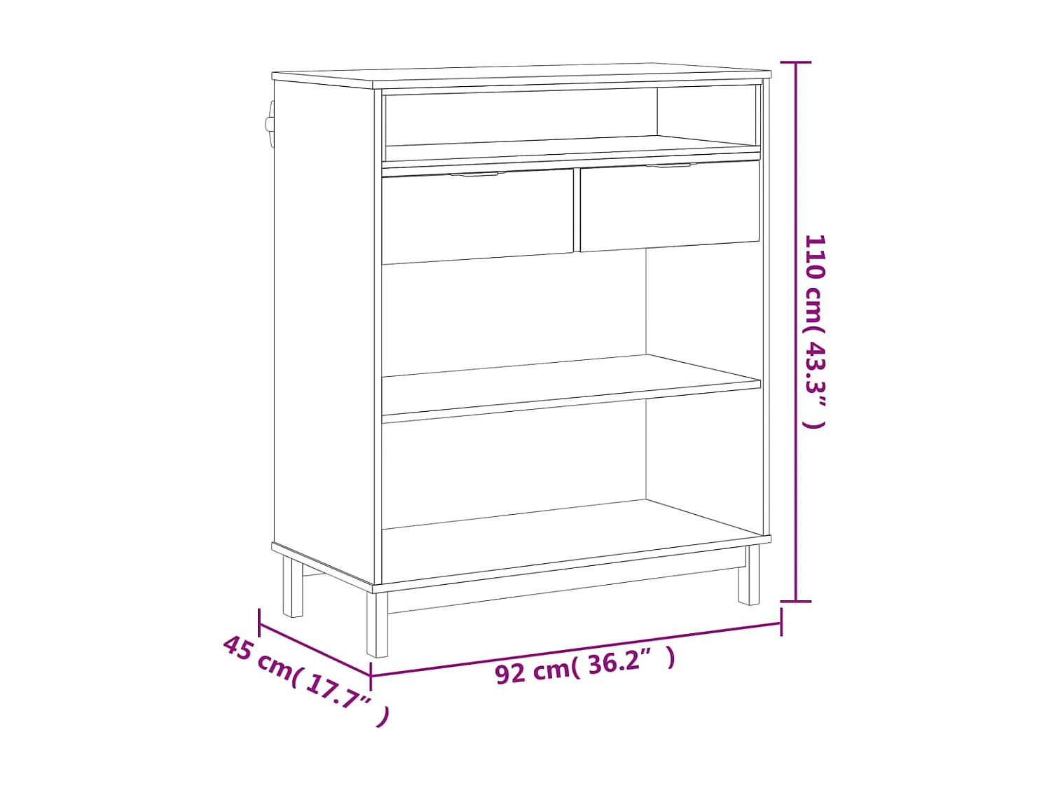 Table de bar FLAM 92x45x110 cm bois massif Pin
