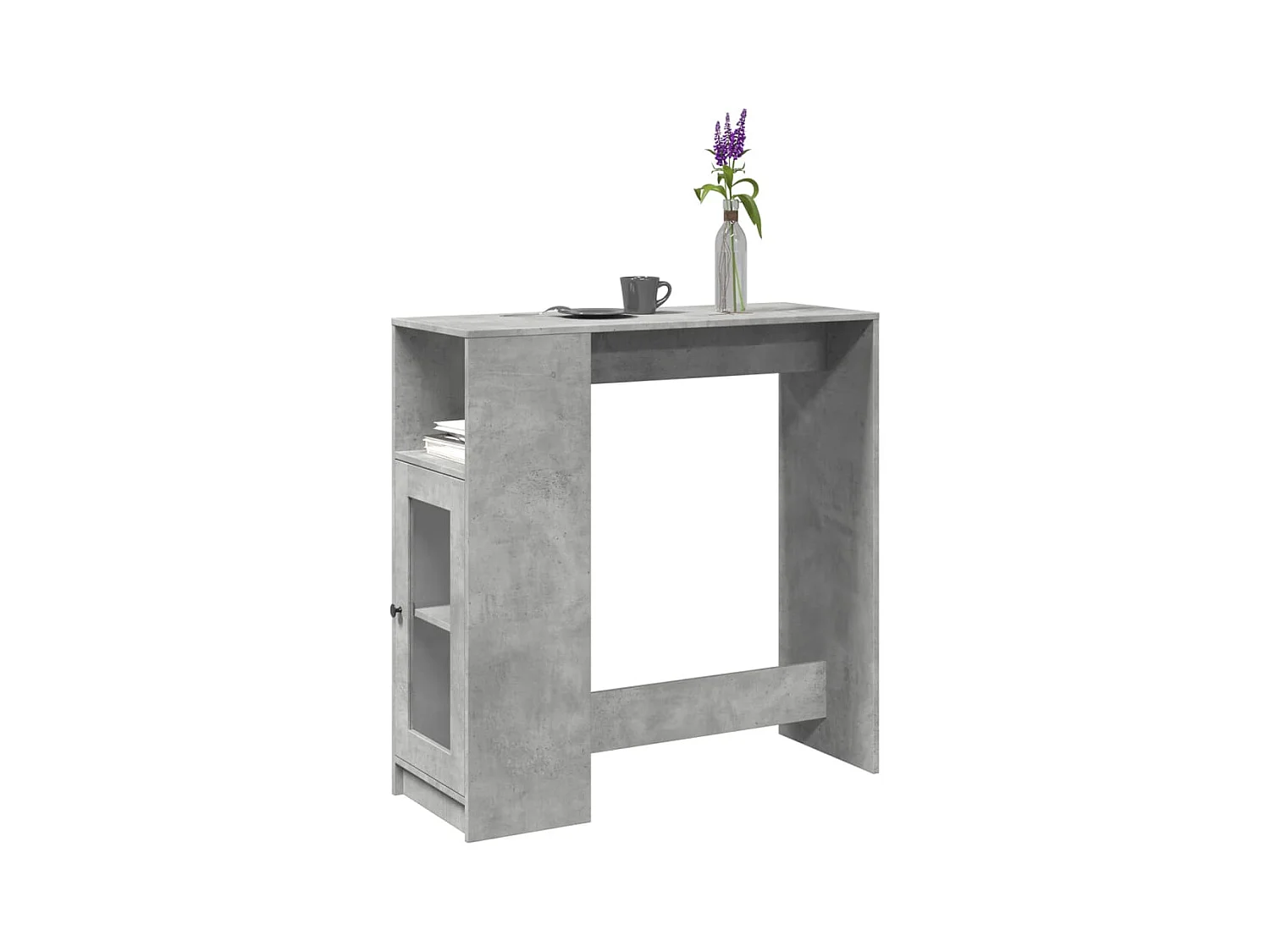 Table de bar avec étagères gris béton bois d'ingénierie