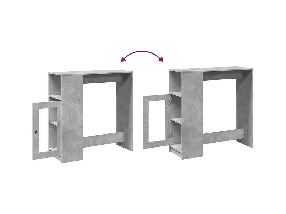 Table de bar avec étagères gris béton bois d'ingénierie
