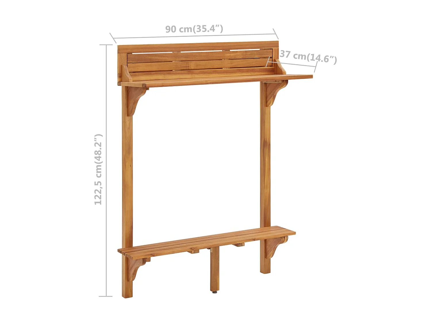 Table de bar de balcon 90x37x122,5 cm Bois d'acacia massif