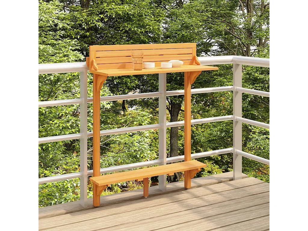 Mesa alta de balcón de madera de acacia maciza 90x37x122,5 cm