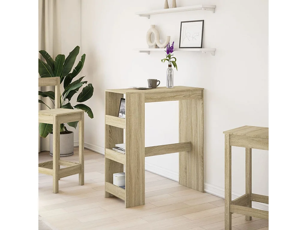 Table de bar avec étagères chêne sonoma bois d'ingénierie