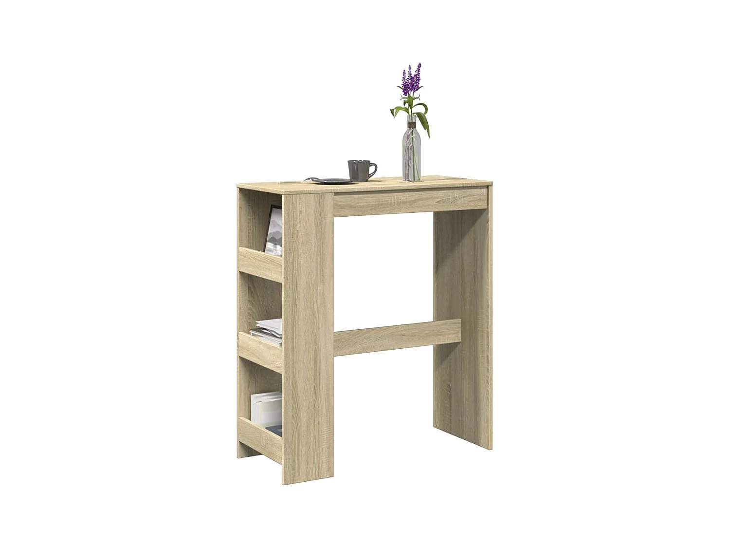 Table de bar avec étagères chêne sonoma bois d'ingénierie