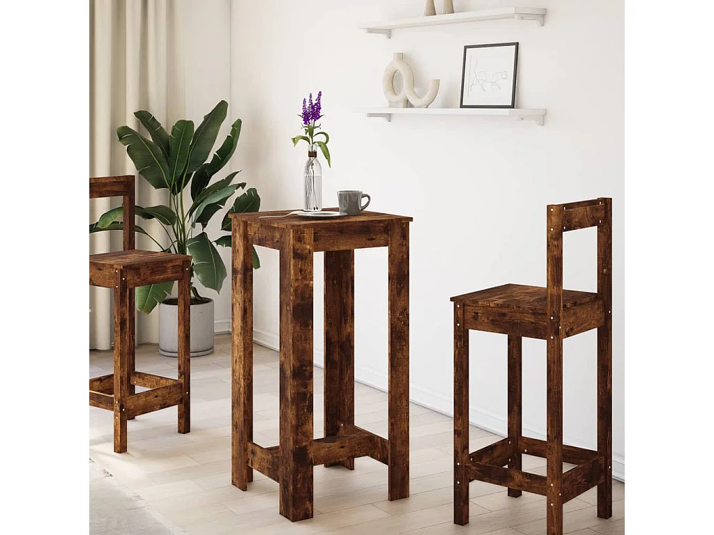 Table de bar chêne fumé 51x50x103,5 cm bois d'ingénierie