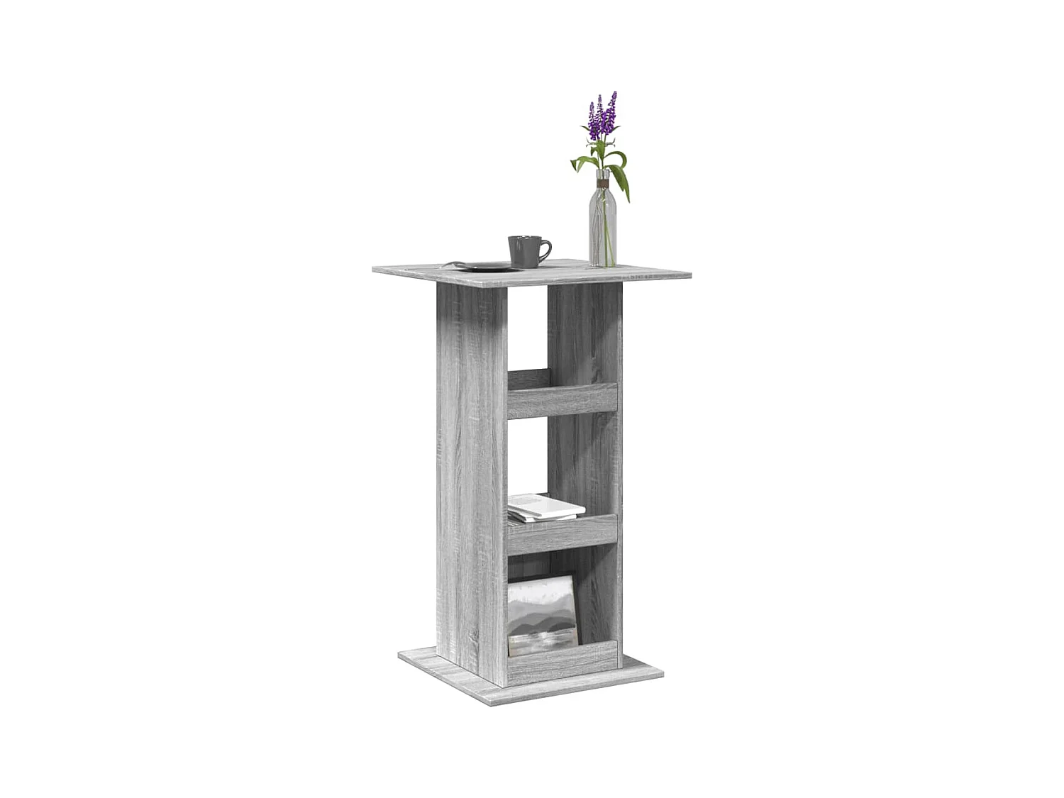 Table de bar avec rangement sonoma gris bois d'ingénierie