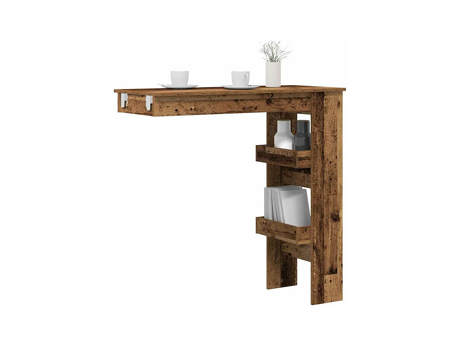 Table bar mural vieux bois 102x45x103,5 cm bois d'ingénierie