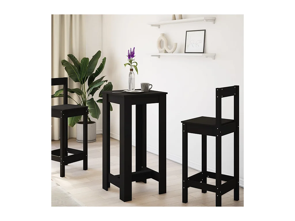 Table de bar noir 51x50x103,5 cm bois d'ingénierie