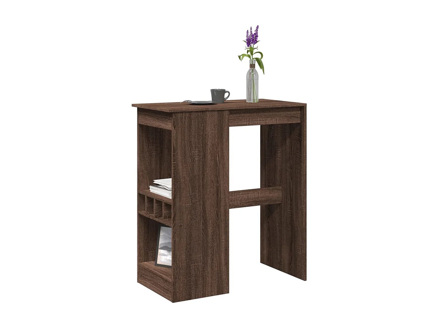 Mesa alta con estantes madera marrón roble 90x47,5x103,5 cm