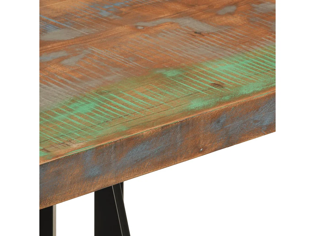 Mesa de bar 55x55x107 cm madeira recuperada maciça e ferro