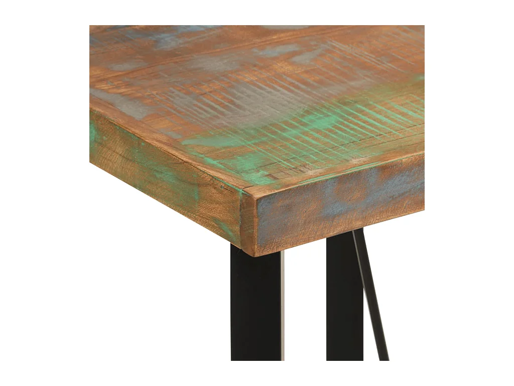 Table de bar 55x55x107 cm bois massif de récupération et fer