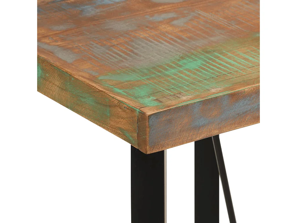 Mesa alta de hierro y madera maciza reciclada 55x55x107 cm
