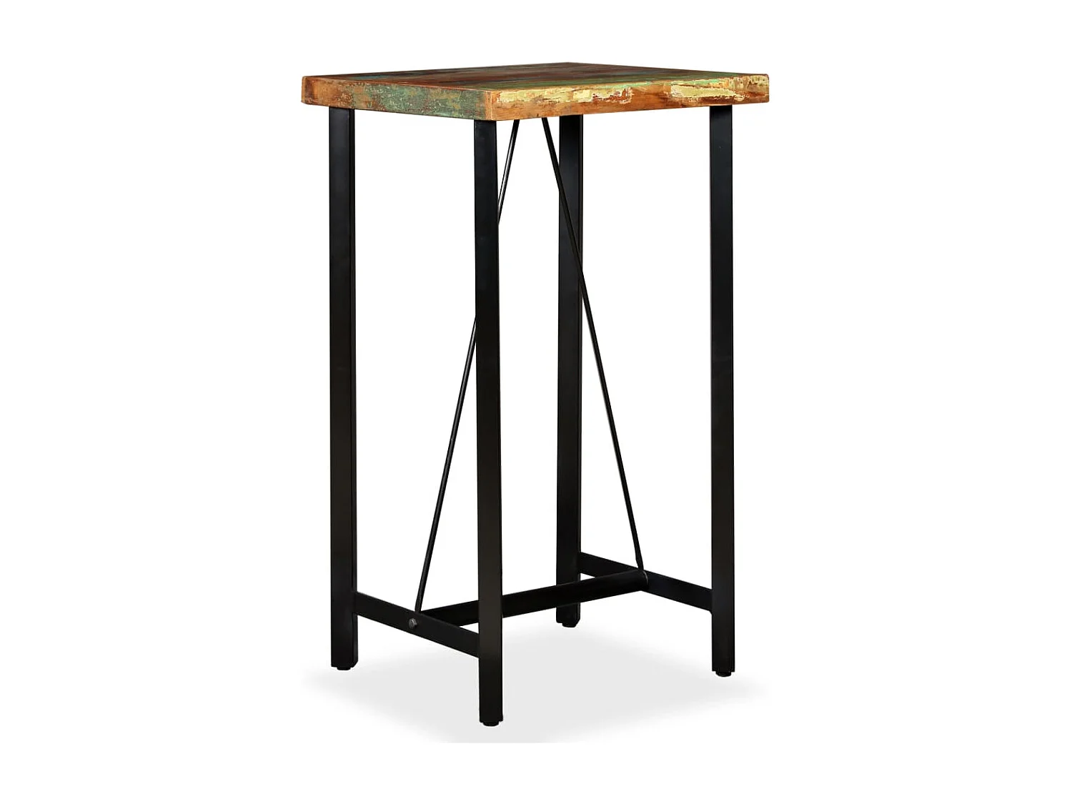 Mesa de bar de madera maciza reciclada 60x60x107 cm