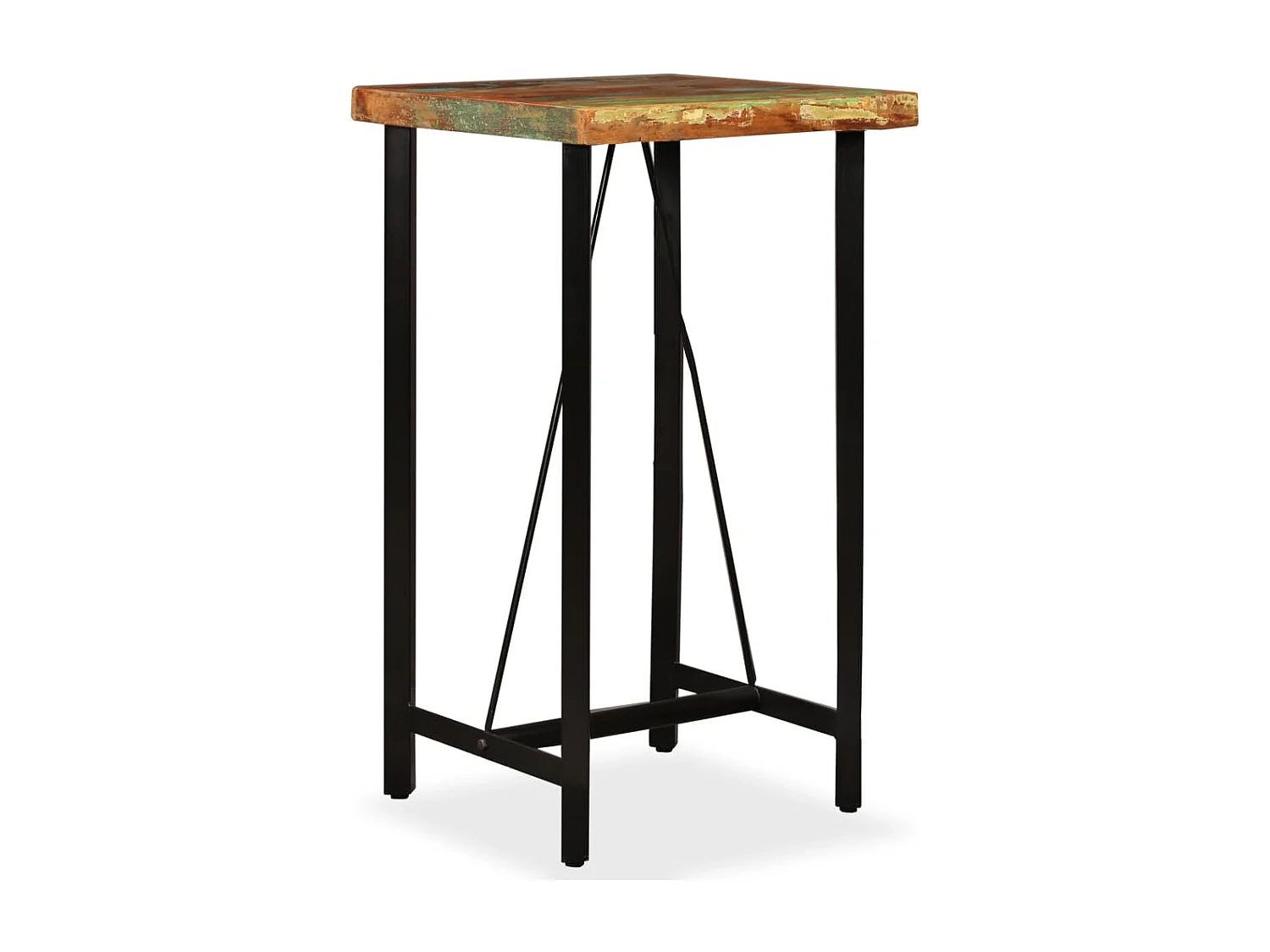 Mesa de bar de madera maciza reciclada 60x60x107 cm