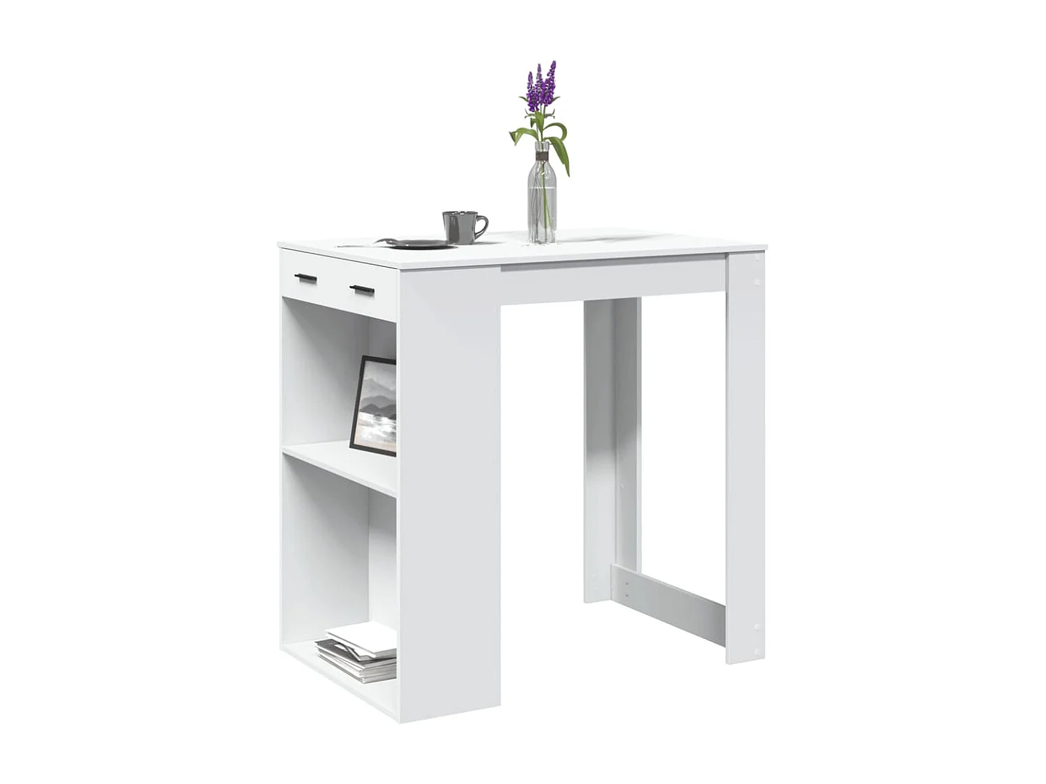 Table de bar blanc 102x70x103,5 cm bois d'ingénierie