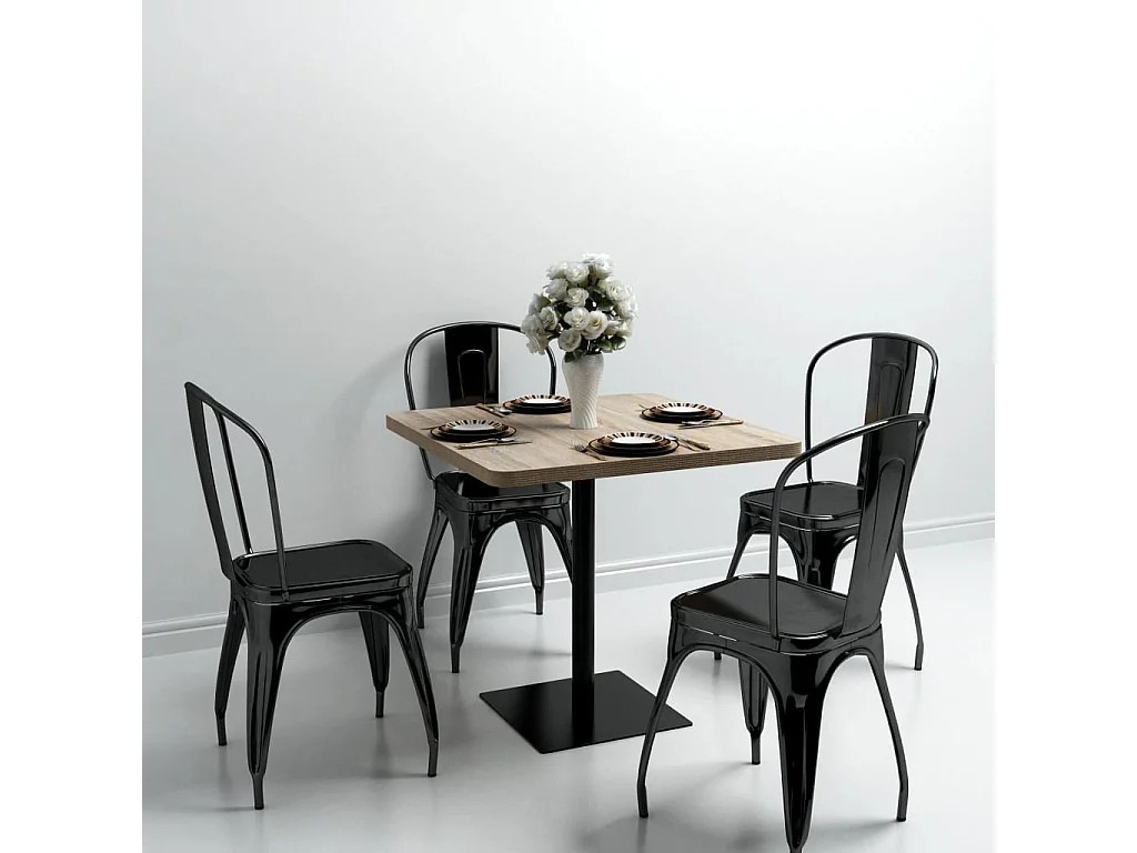 Table de bistro MDF et acier Carré 80x80x75 cm Couleur de chêne