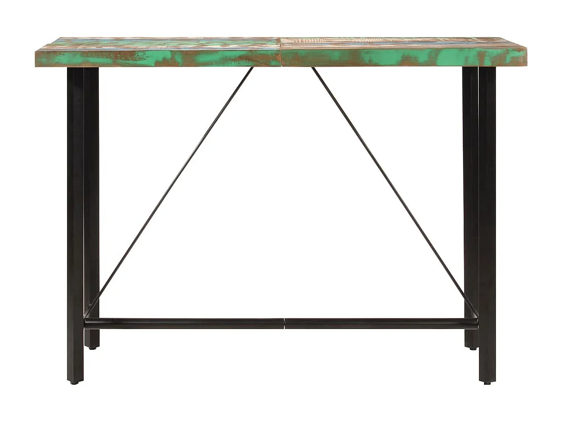Mesa alta de hierro y madera maciza reciclada 150x70x107 cm