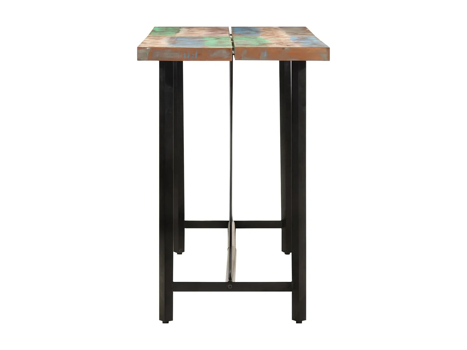 Mesa alta de hierro y madera maciza reciclada 150x70x107 cm