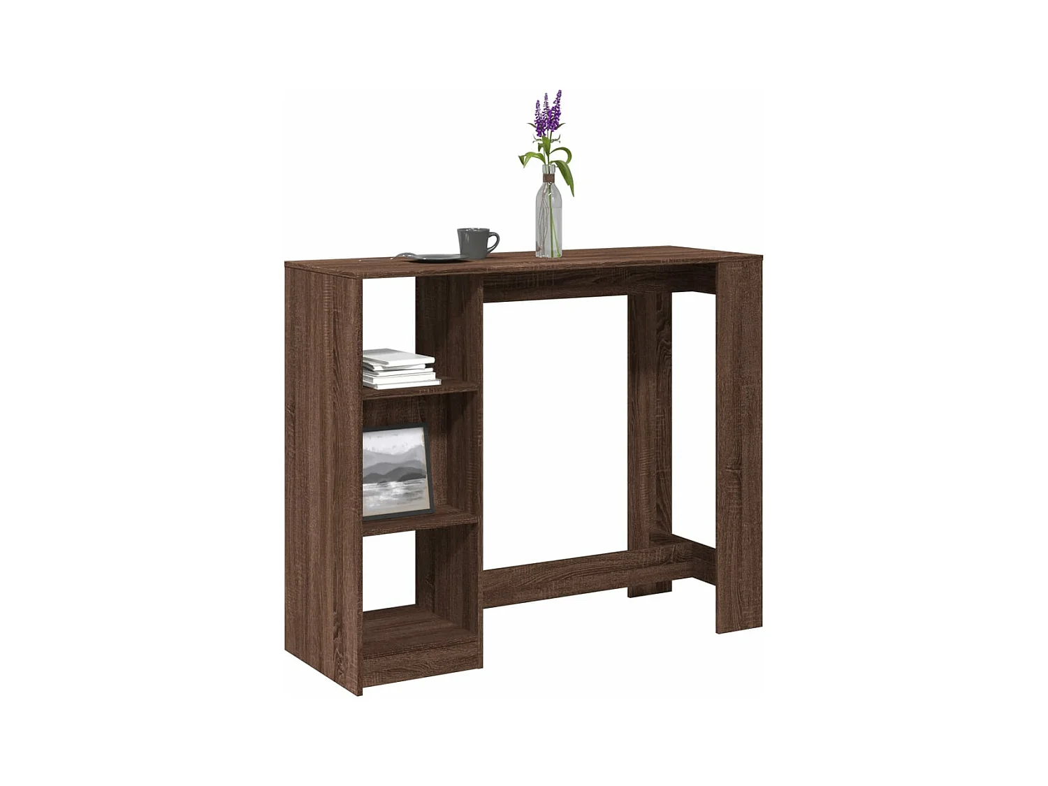 Table de bar avec étagère chêne marron bois d'ingénierie