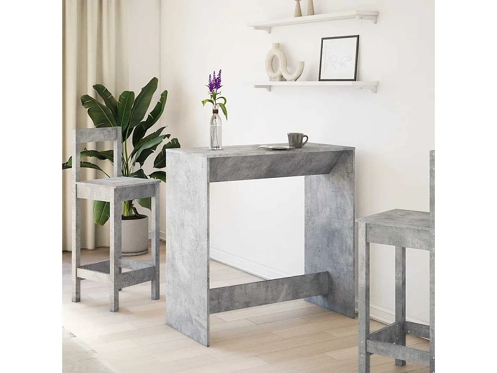 Mesa alta de bar madera ingeniería gris hormigón 102x50x103,5cm