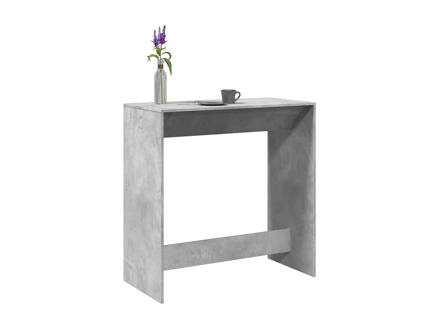 Table de bar gris béton 102x50x103,5 cm bois d'ingénierie