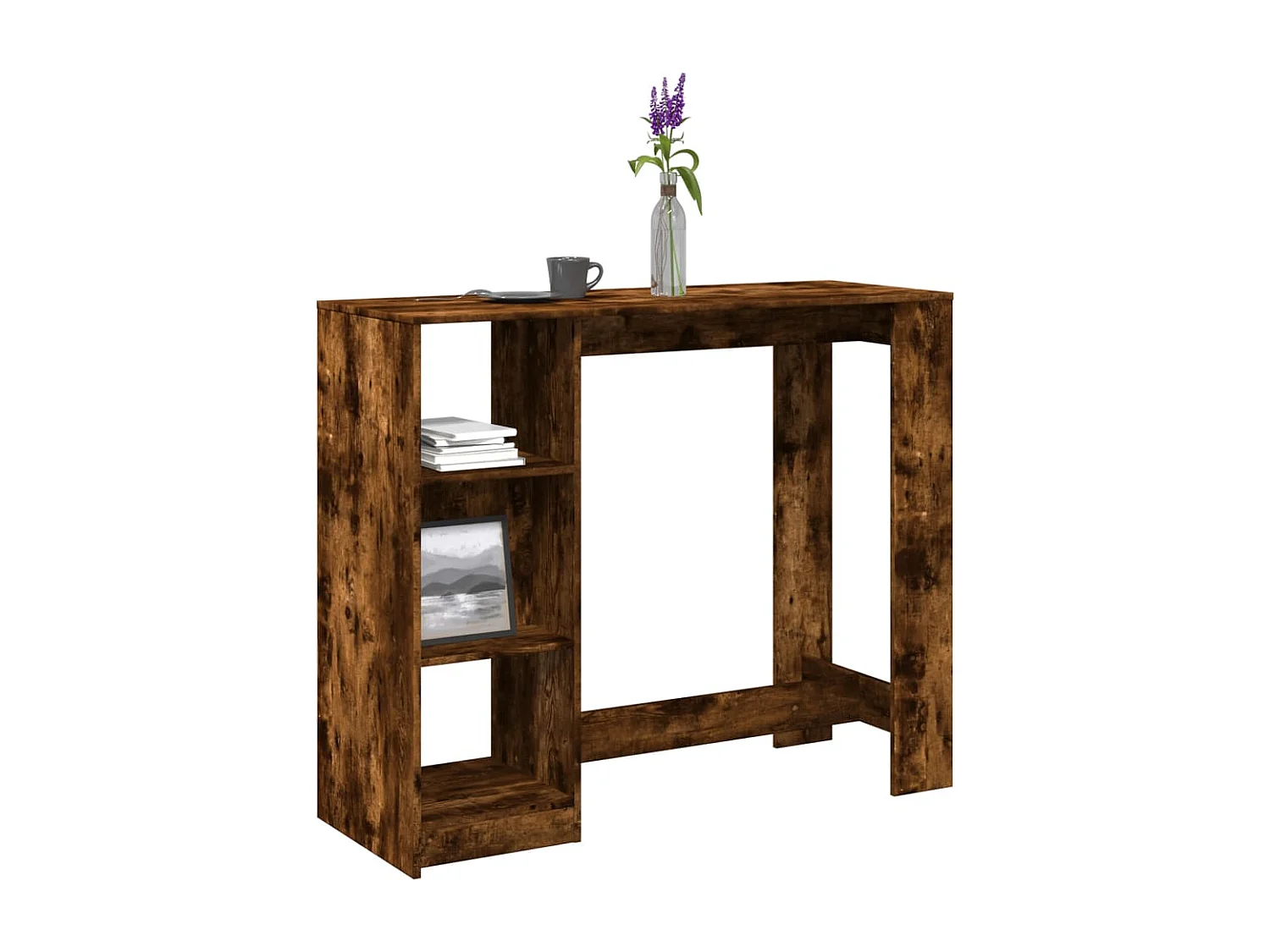 Table de bar avec étagère chêne fumé bois d'ingénierie