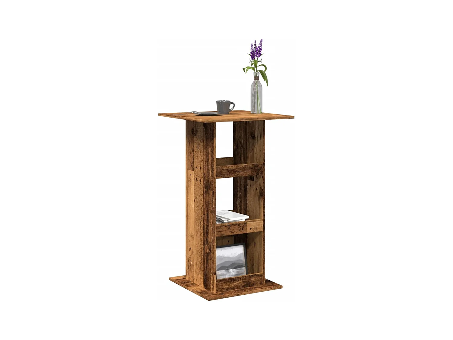 Table de bar avec rangement vieux bois bois d’ingénierie