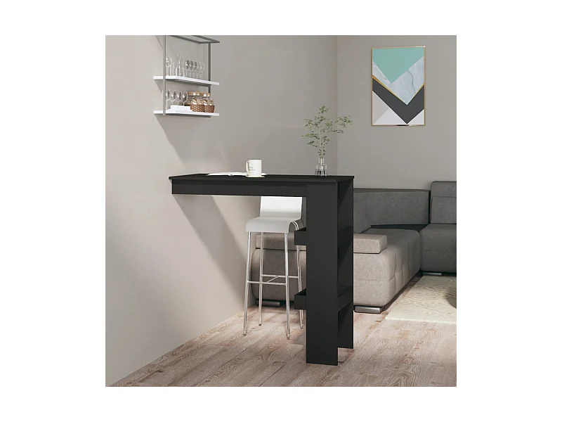 Table de bar murale Noir 102x45x103,5 cm Bois d'ingénierie