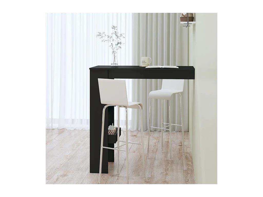 Table de bar murale Noir 102x45x103,5 cm Bois d'ingénierie