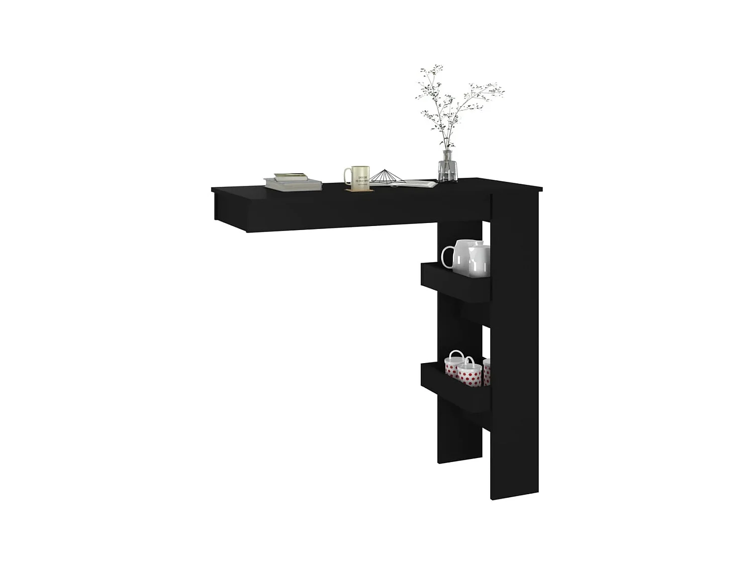 Table de bar murale Noir 102x45x103,5 cm Bois d'ingénierie