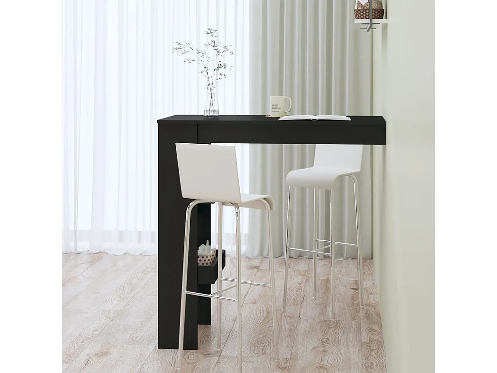 Mesa de bar de pared madera contrachapada negro 102x45x103,5cm