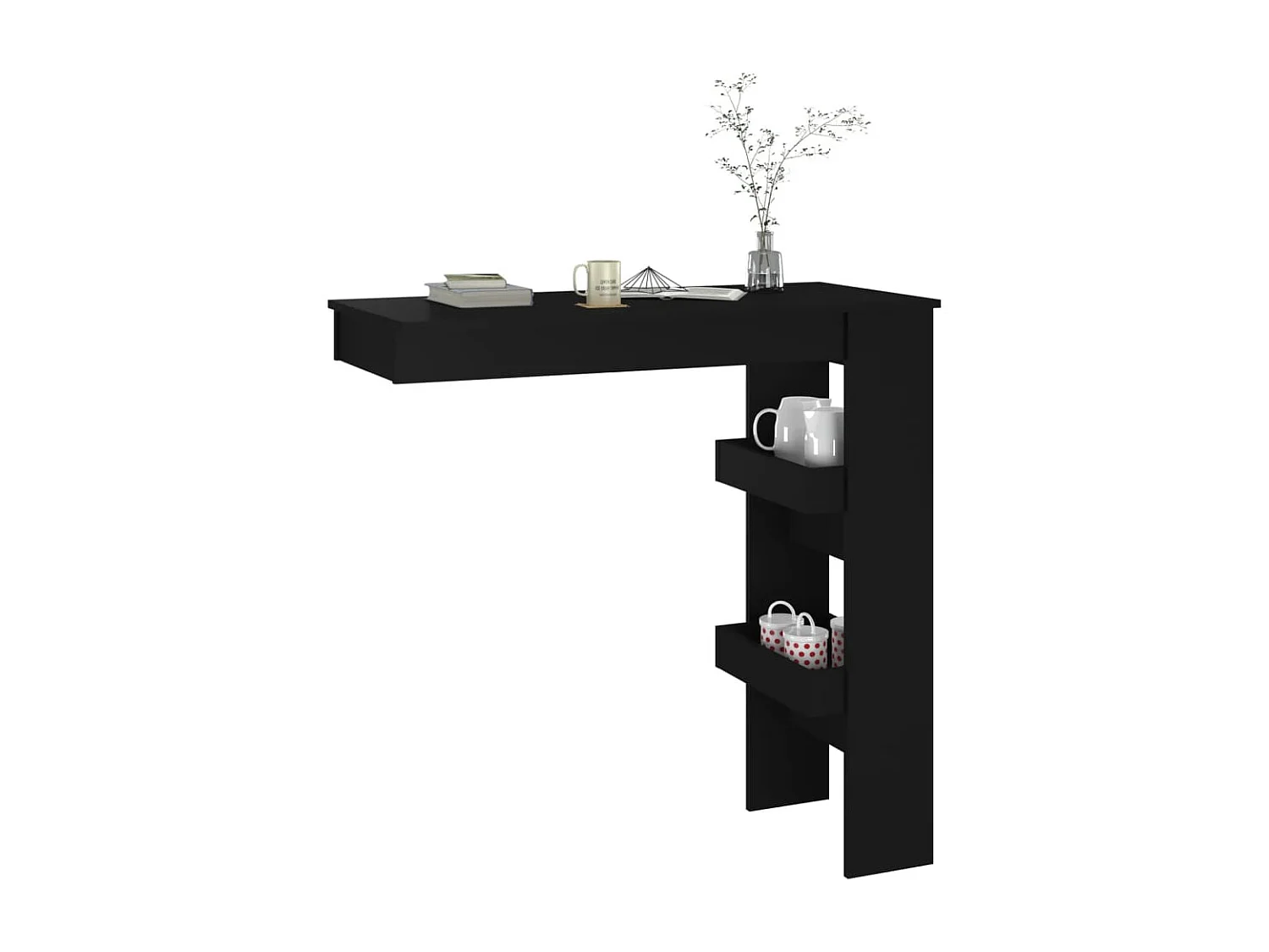 Mesa de bar de pared madera contrachapada negro 102x45x103,5cm