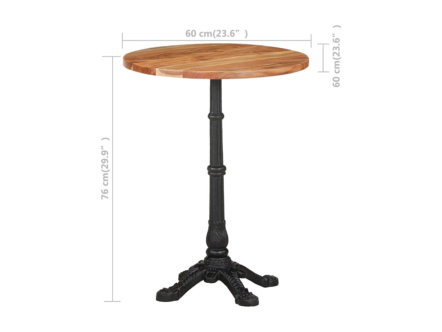 Table de bistro Ø60x76 cm Bois d'acacia massif
