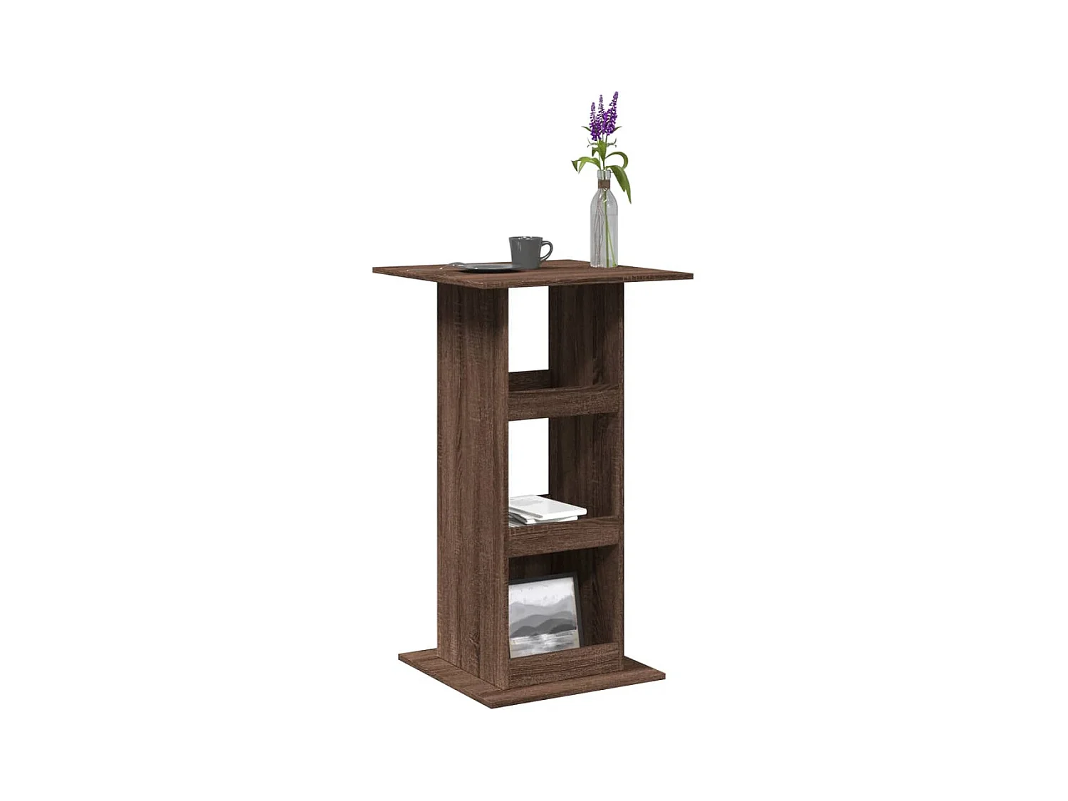 Table de bar avec rangement chêne marron bois d’ingénierie
