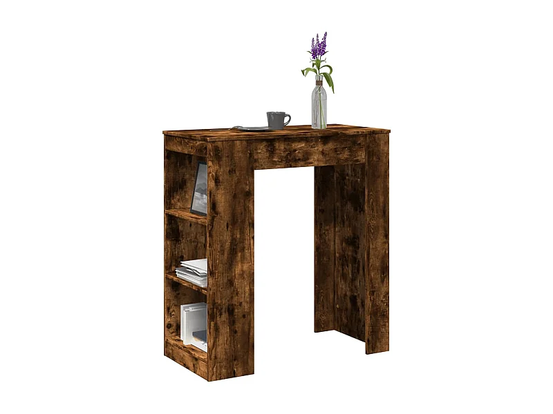 Mesa alta bar con estantes roble ahumado 95x47x103,5 cm