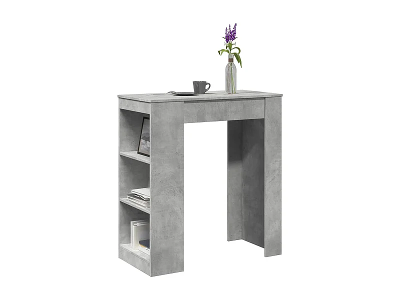 Mesa alta bar con estantes madera gris hormigón 95x47x103,5 cm