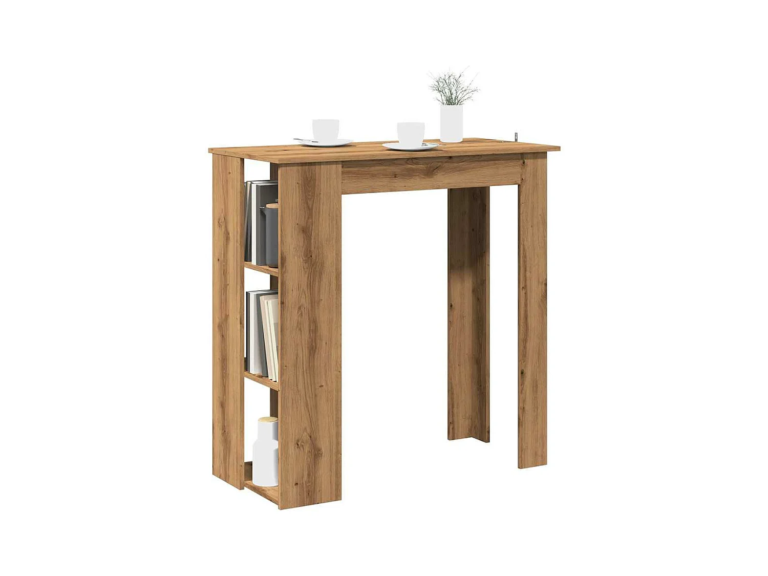 Table de bar avec étagère chêne artisanal bois d'ingénierie