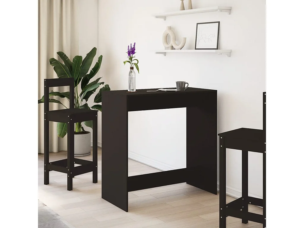Table de bar noir 102x50x103,5 cm bois d'ingénierie
