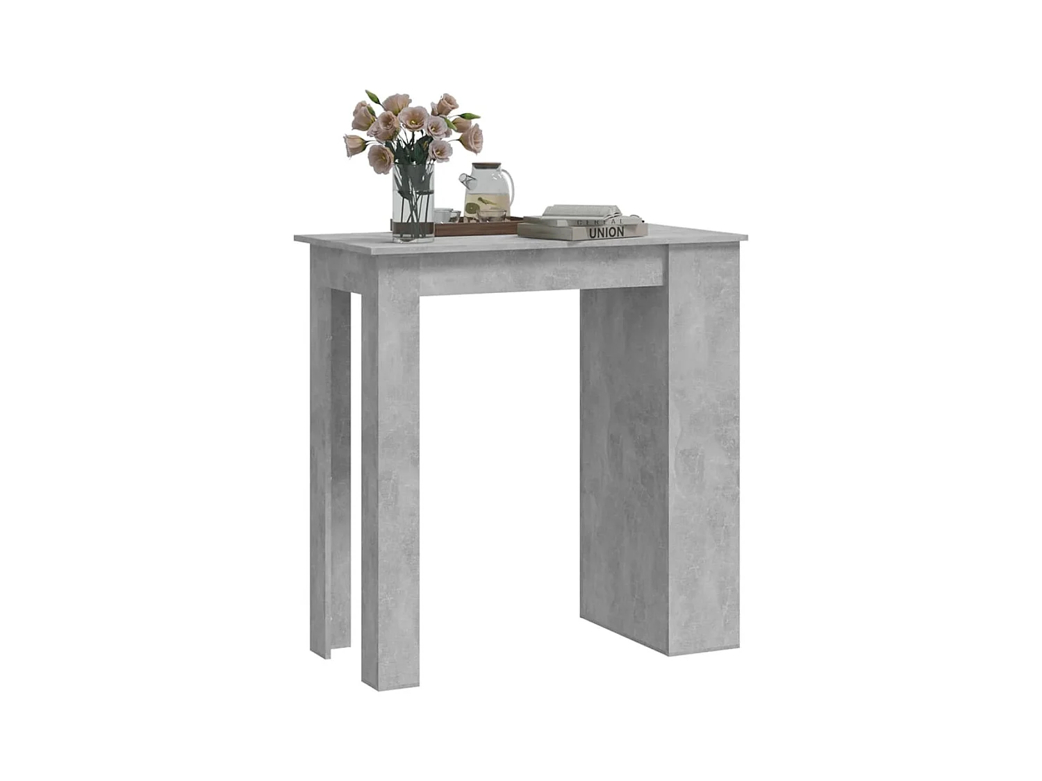 Table de bar à étagère de rangement Gris béton 102x50x103,5 cm