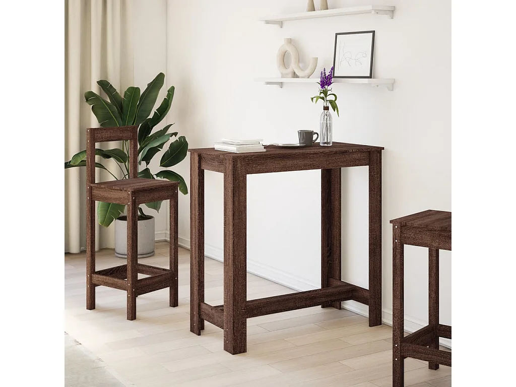 Table de bar chêne marron 102x50x103,5 cm bois d'ingénierie