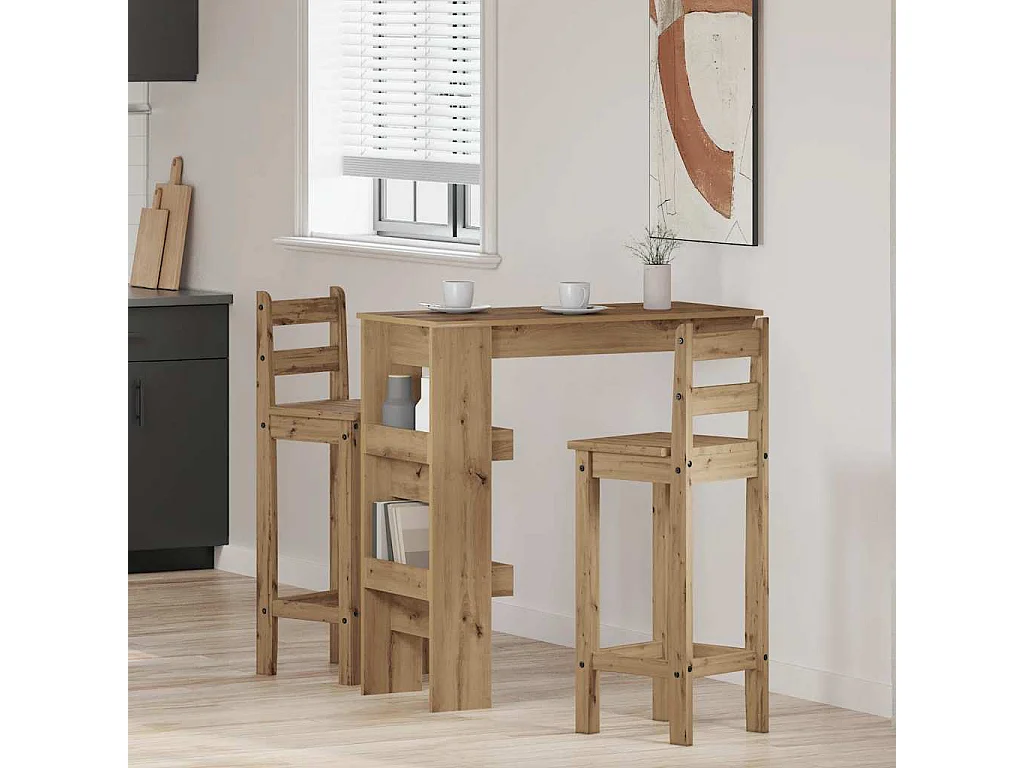 Table de bar murale chêne artisanal bois d'ingénierie