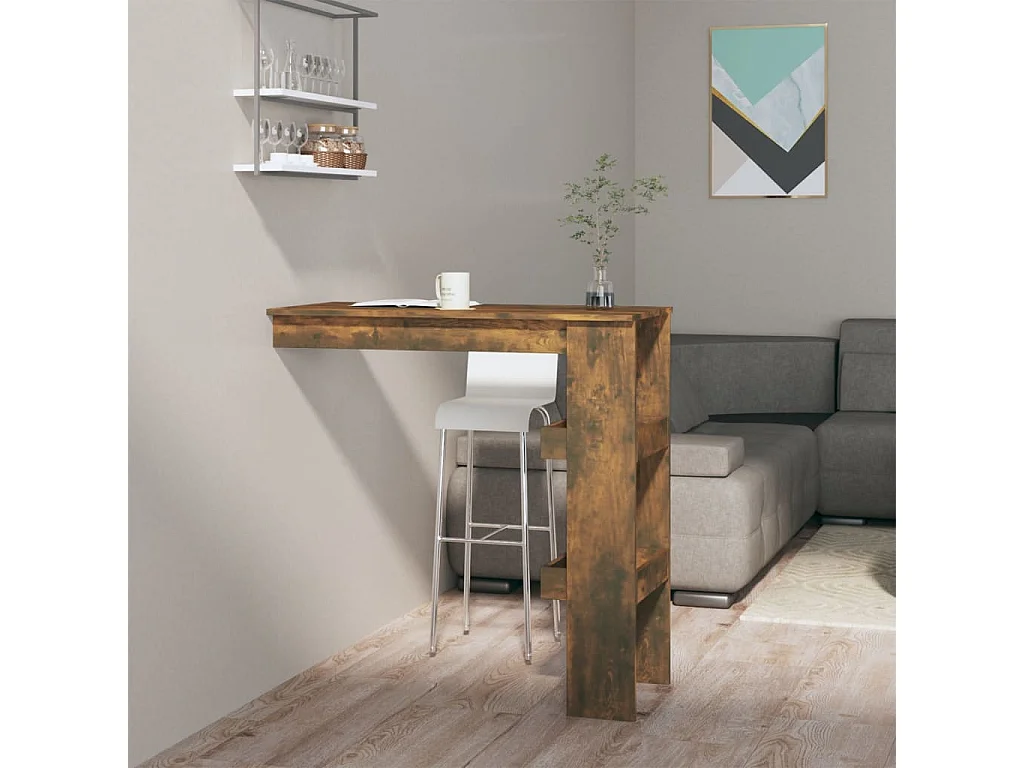 Table de bar murale Chêne fumé 102x45x103,5cm Bois d'ingénierie