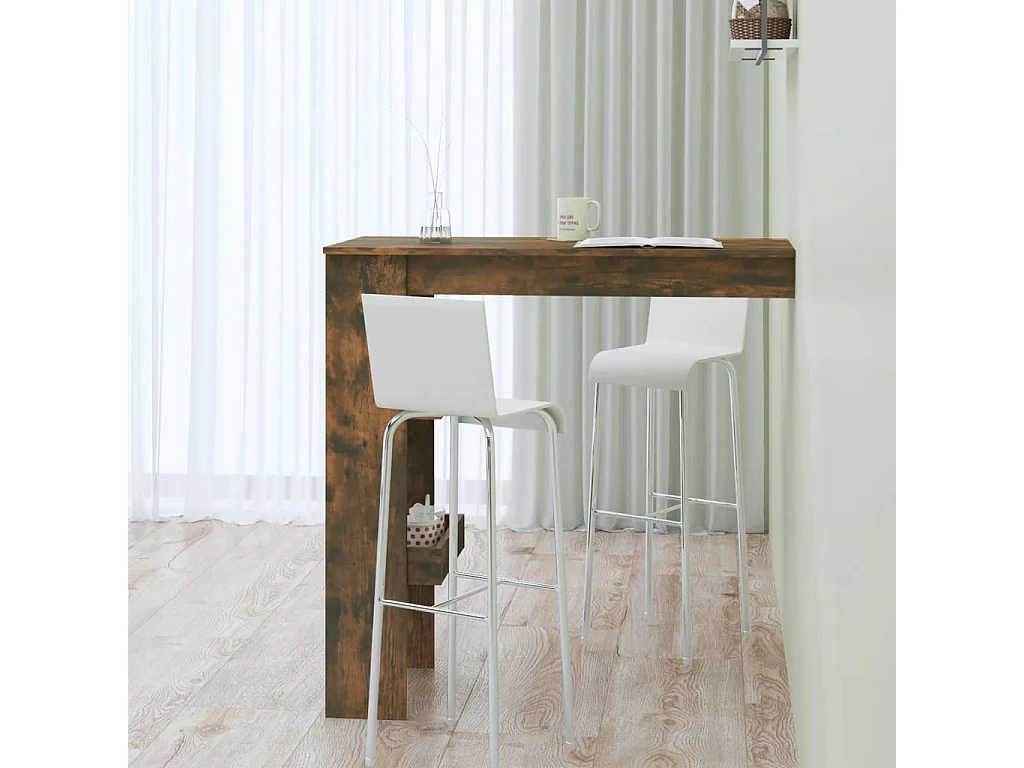 Table de bar murale Chêne fumé 102x45x103,5cm Bois d'ingénierie