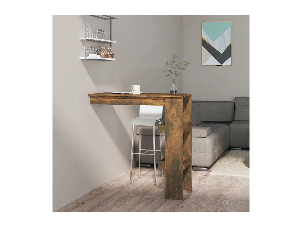 Table de bar murale Chêne fumé 102x45x103,5cm Bois d'ingénierie
