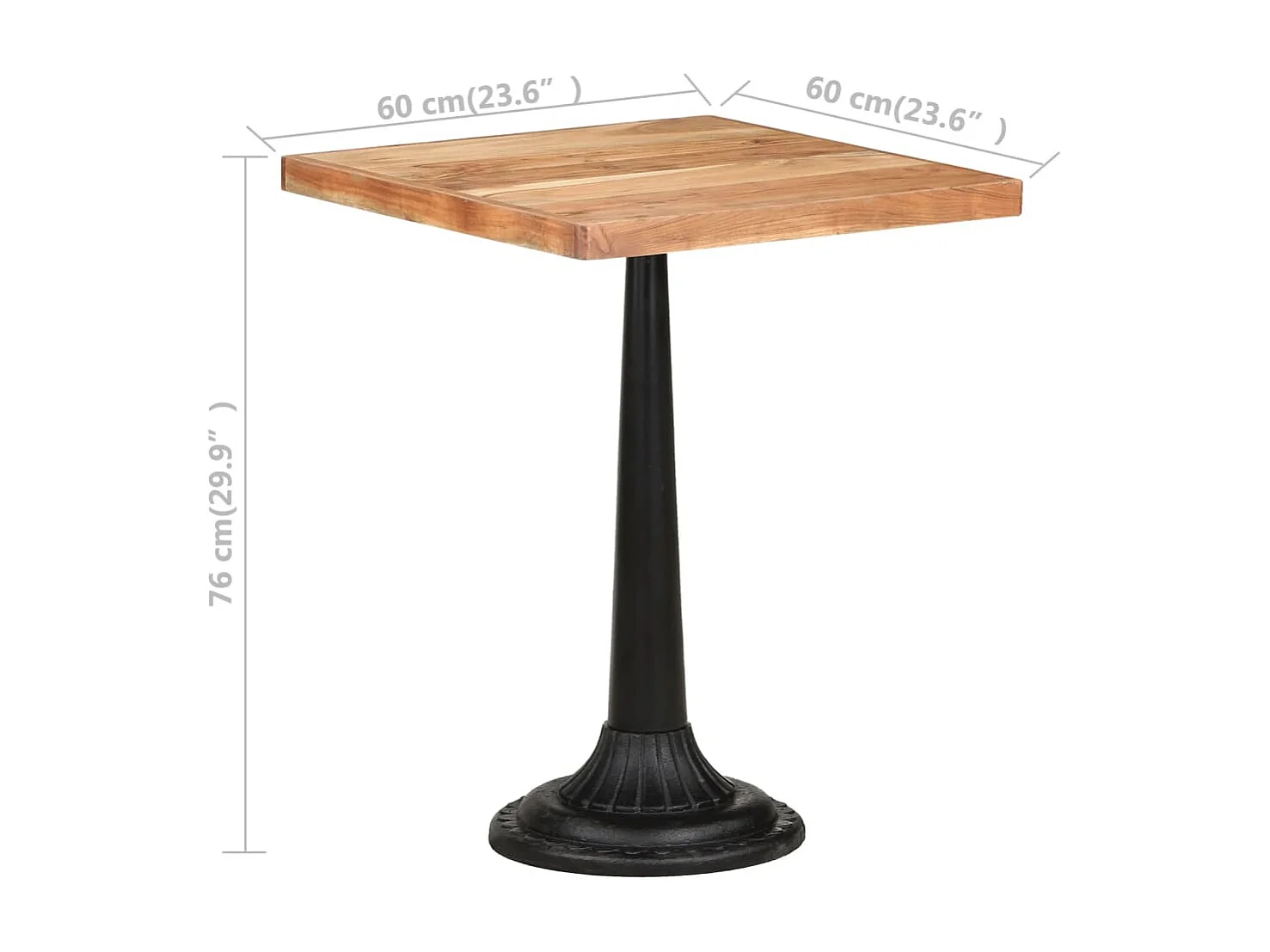 Bistrotafel 60x60x76 cm massief acaciahout