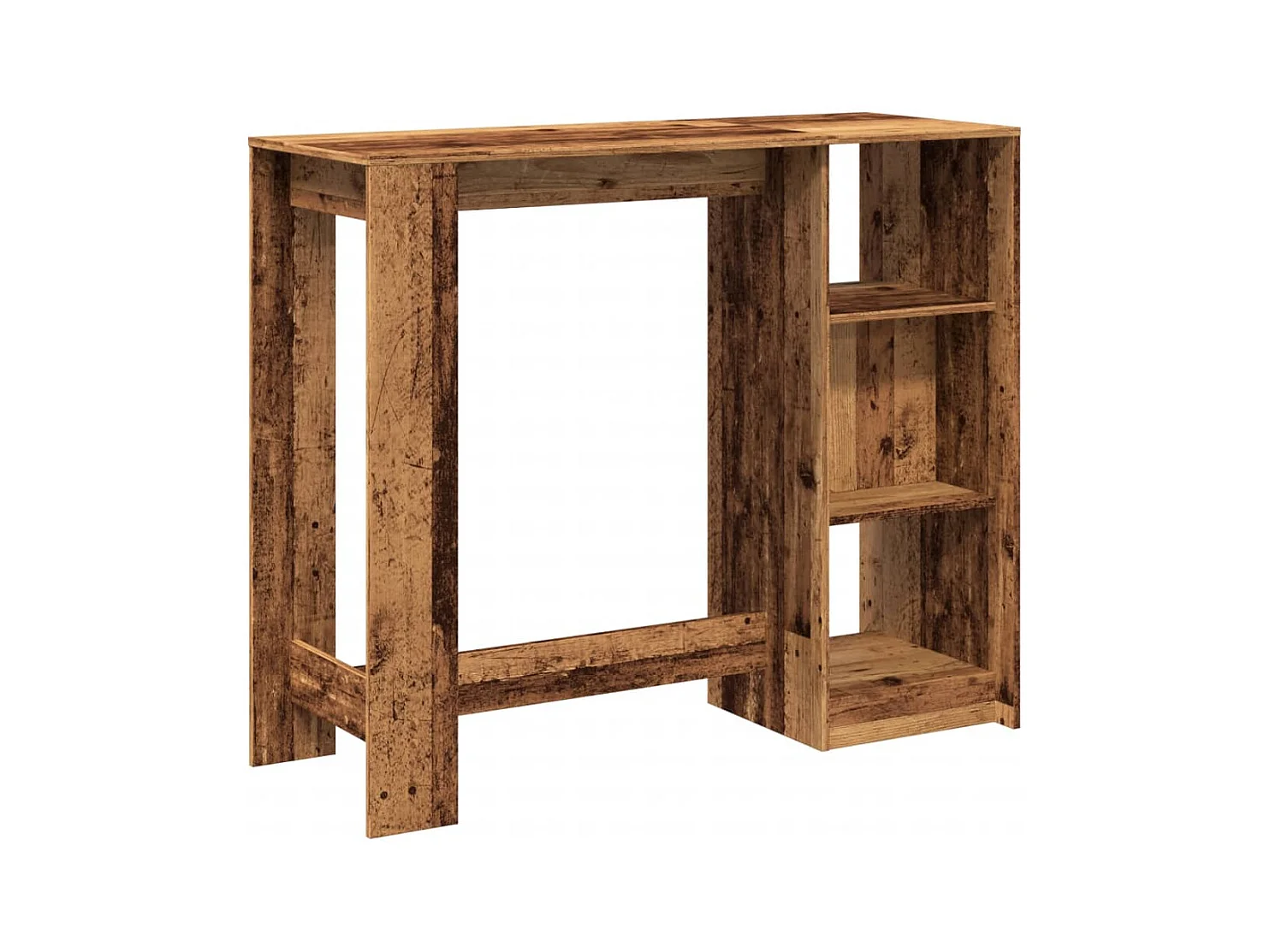 Table de bar avec étagère vieux bois bois d'ingénierie