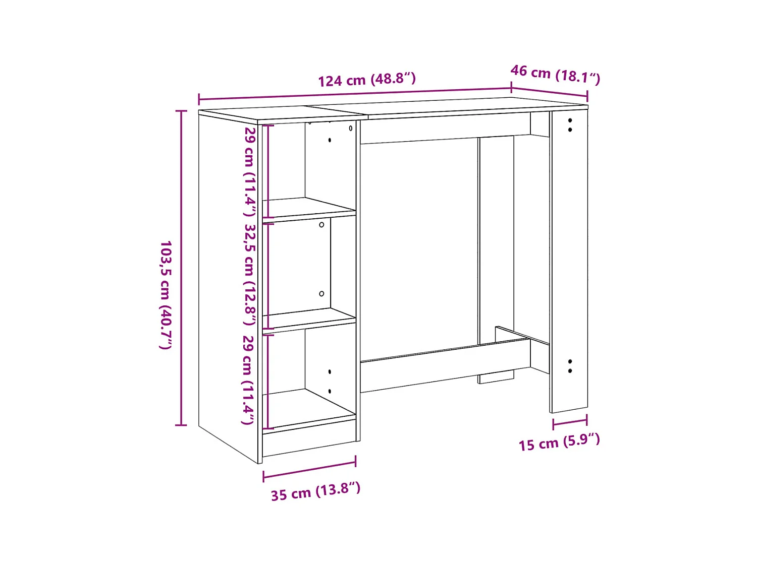 Table de bar avec étagère vieux bois bois d'ingénierie