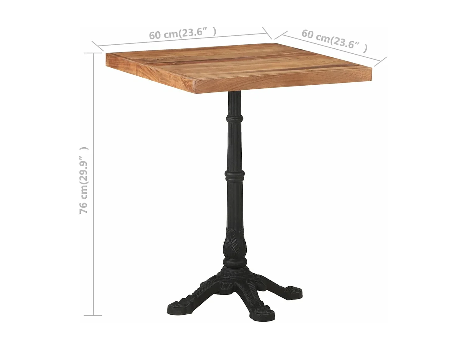 Table de bistro 60x60x76 cm Bois d'acacia massif